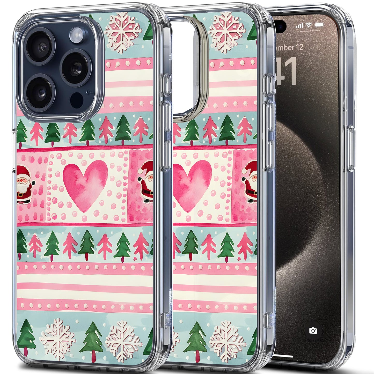 Pink Vibe Christmas Gift TPU Clear Case for iPhone & Samsung Phones