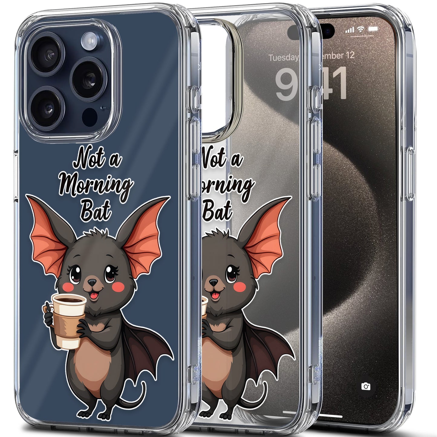 Not a Morning Bat TPU Clear Phone Case for iPhone & Samsung Phones