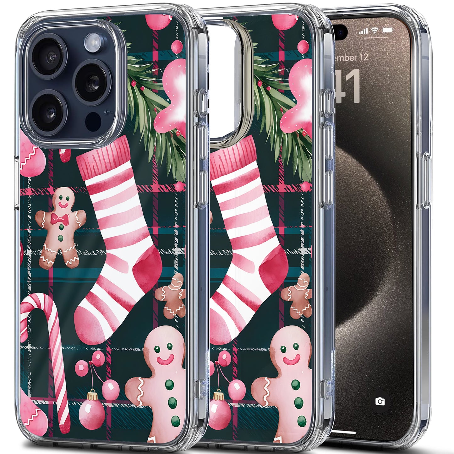 Pink Sock and Gingerbread TPU Clear Case for iPhone & Samsung Phones