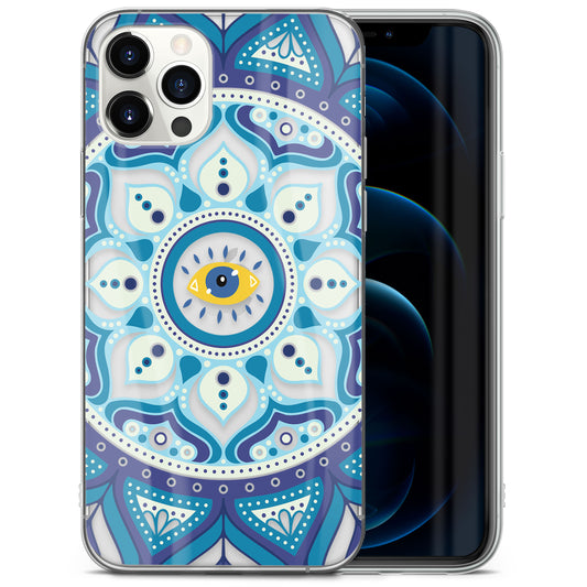 TPU Clear case with (Evil Eye Circle) Design for iPhone & Samsung Phones