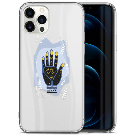 TPU Clear case with (Evil Eye Hamsa Hand) Design for iPhone & Samsung Phones