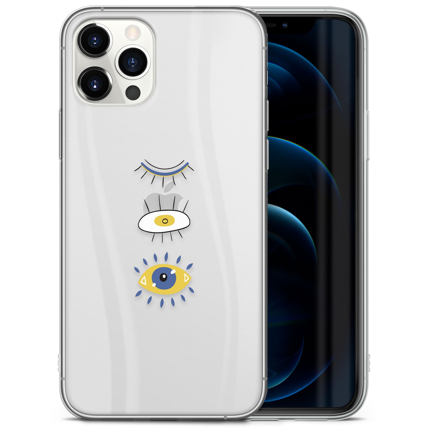 TPU Clear case with (Evil Eye 3 Eyes) Design for iPhone & Samsung Phones