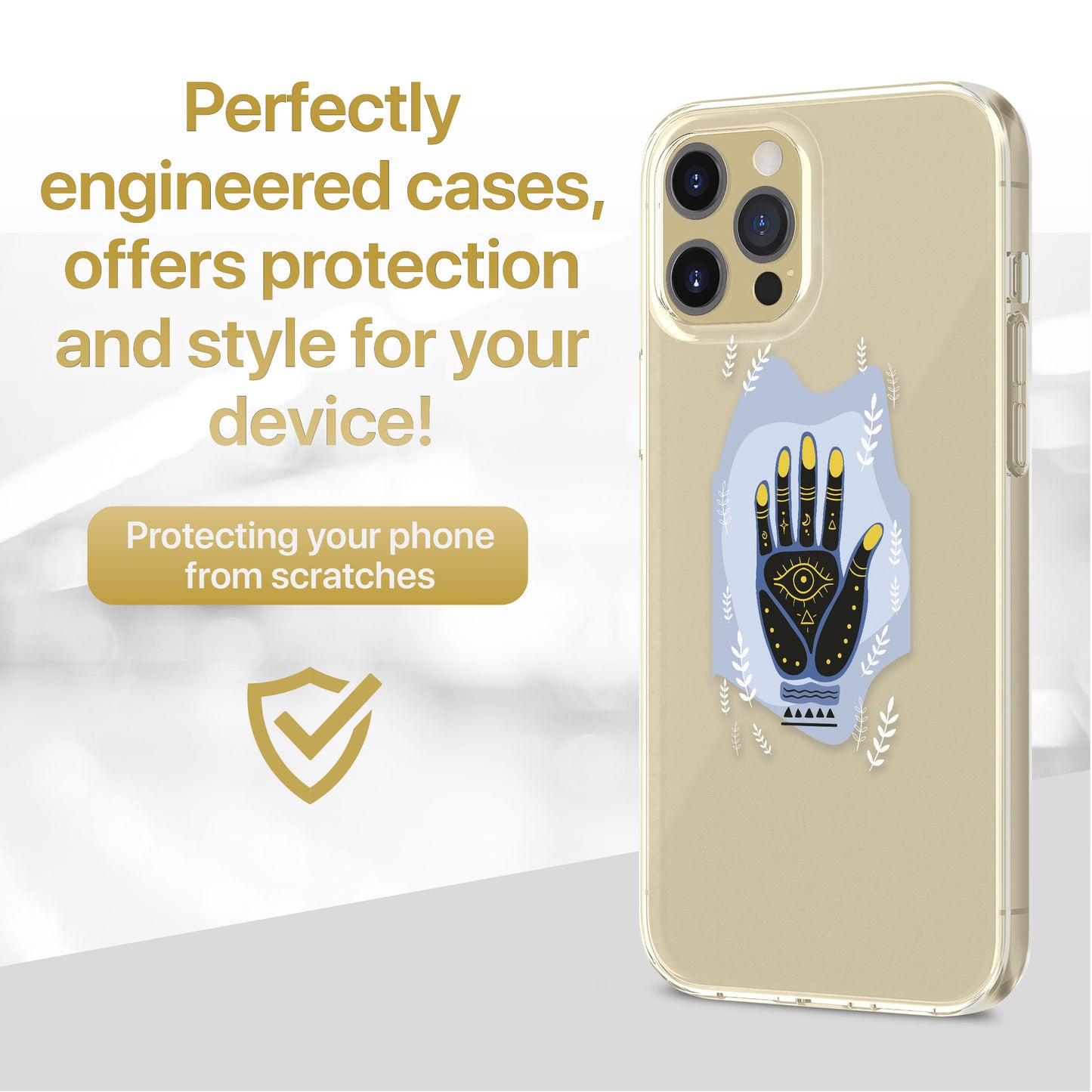 TPU Clear case with (Evil Eye Hamsa Hand) Design for iPhone & Samsung Phones