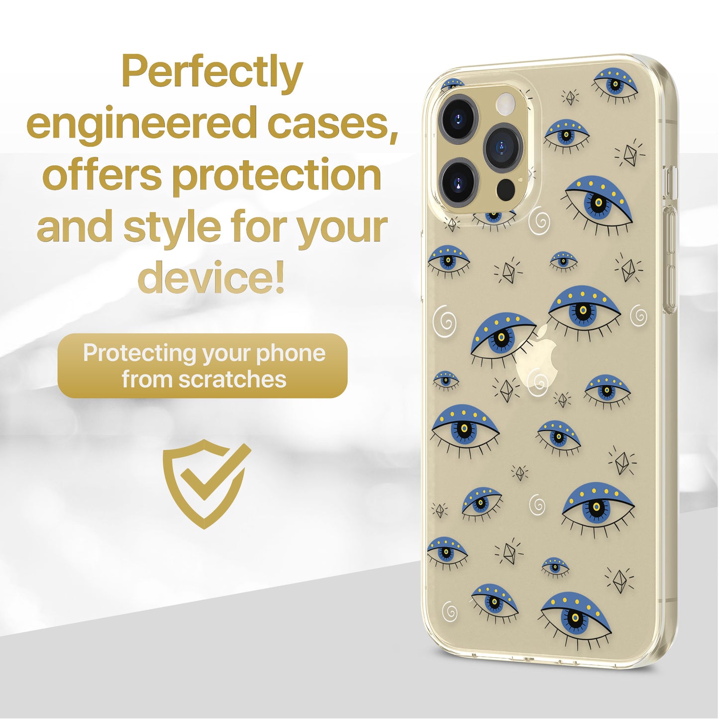Evil Eye Diamond TPU Clear Phone Case for iPhone & Samsung Phones