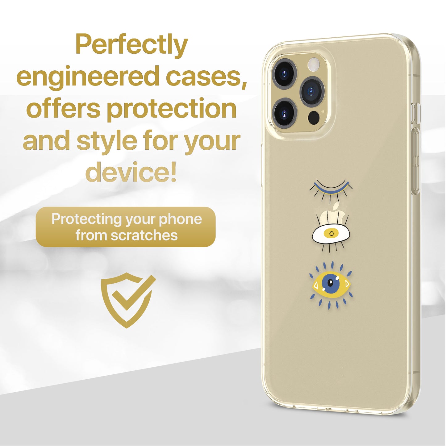 TPU Clear case with (Evil Eye 3 Eyes) Design for iPhone & Samsung Phones
