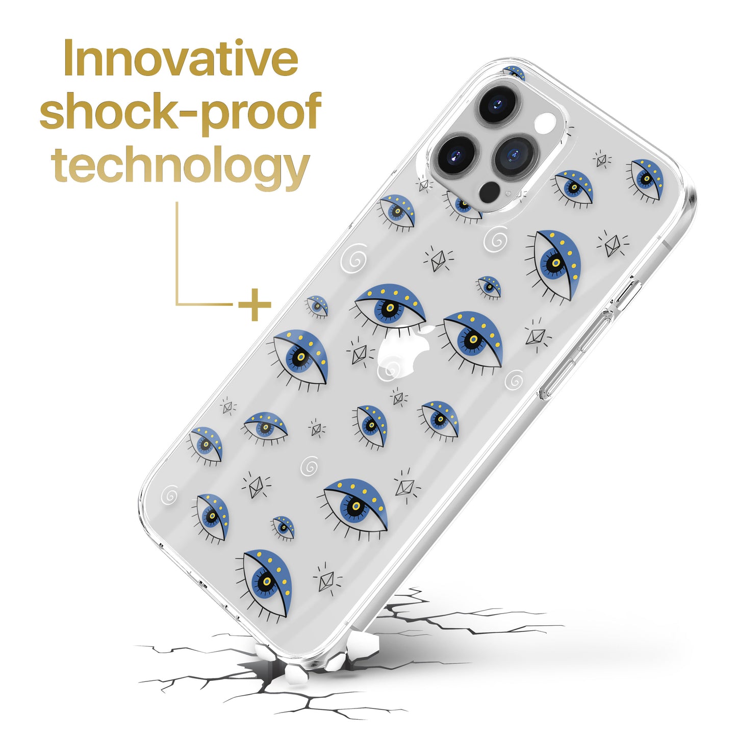 TPU Clear case with (Evil Eye Diamond) Design for iPhone & Samsung Phones