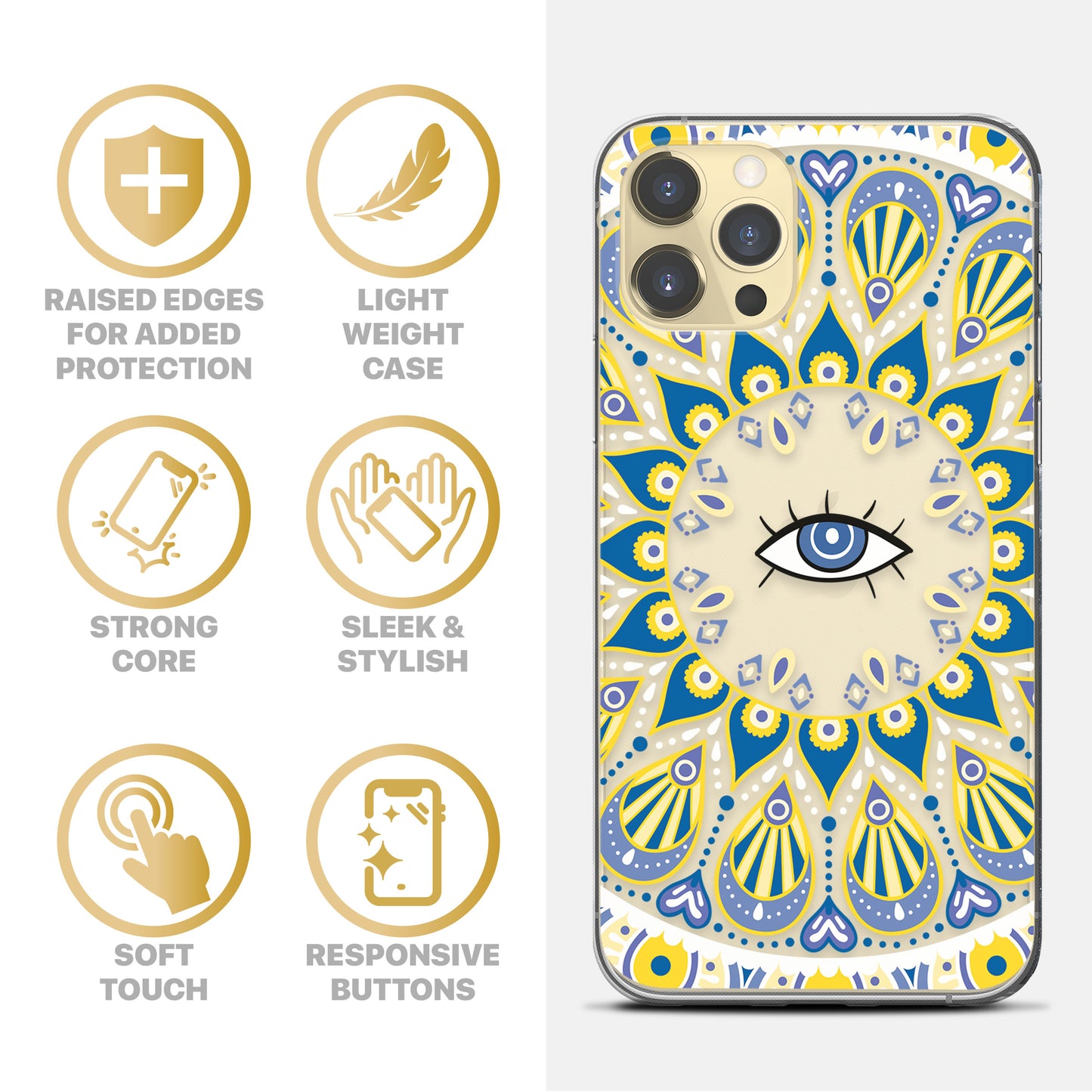 TPU Clear case with (Evil Eyes Sunny) Design for iPhone & Samsung Phones