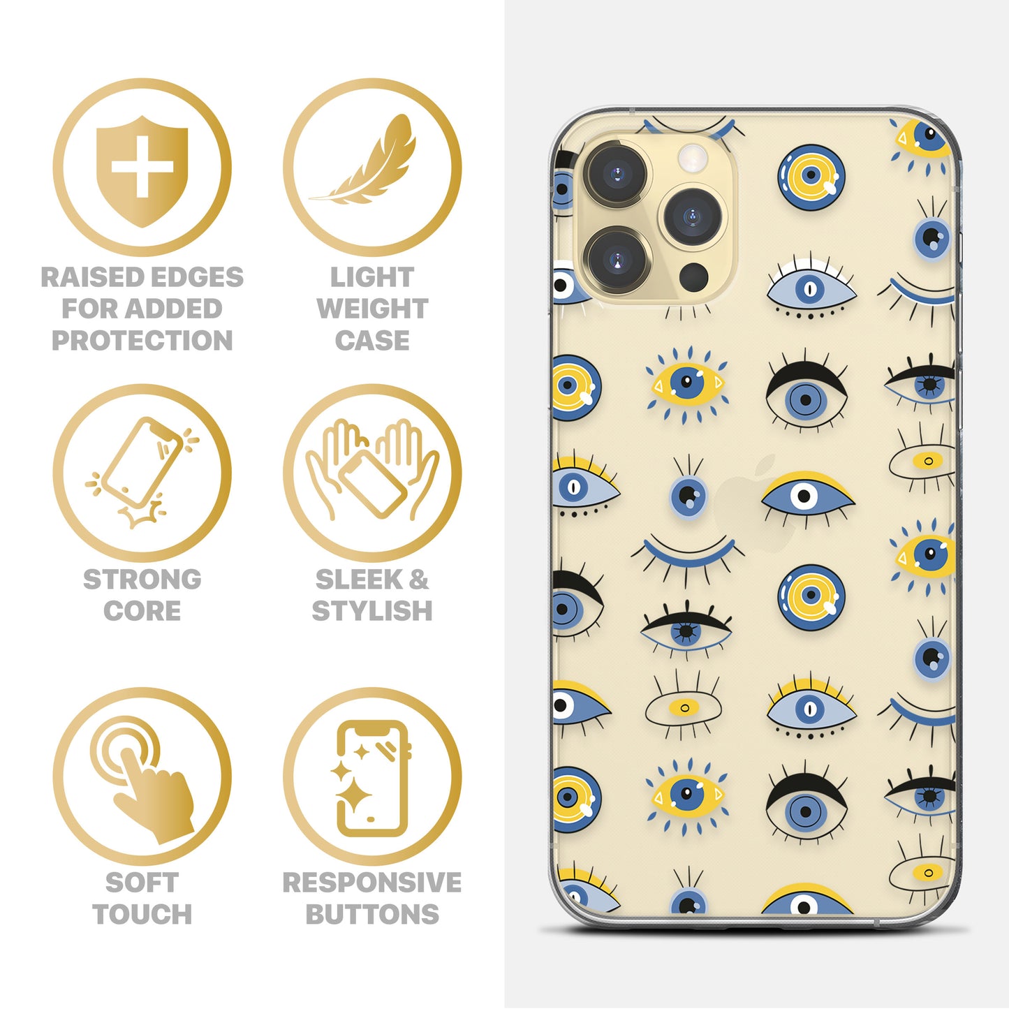 TPU Clear case with (Evil Eyes Istanbul) Design for iPhone & Samsung Phones
