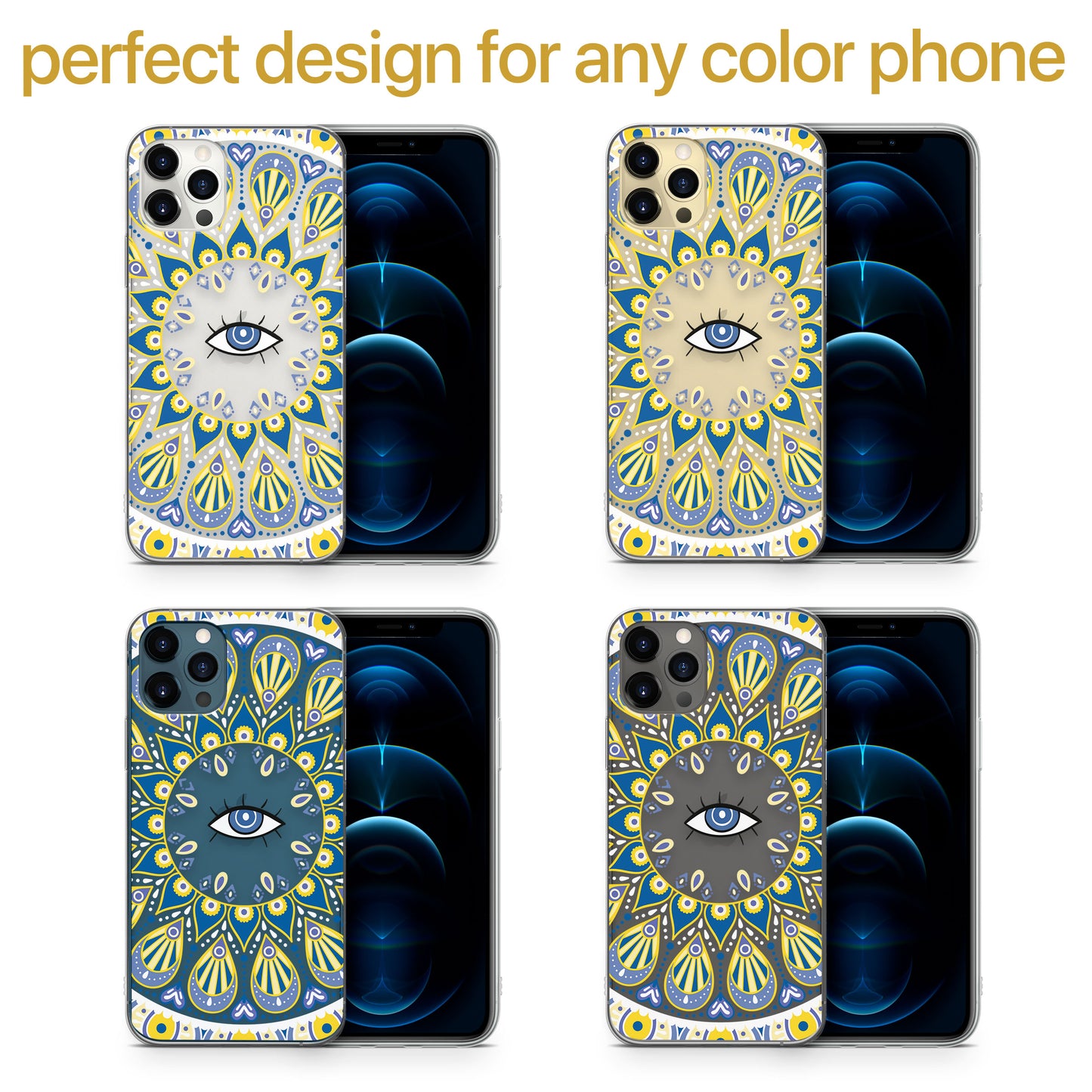 TPU Clear case with (Evil Eyes Sunny) Design for iPhone & Samsung Phones