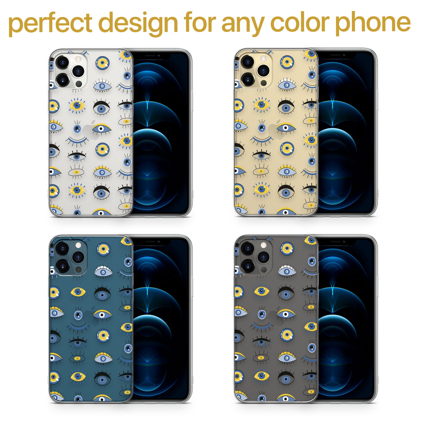 Evil Eyes Istanbul TPU Clear Phone Case for iPhone & Samsung Phones