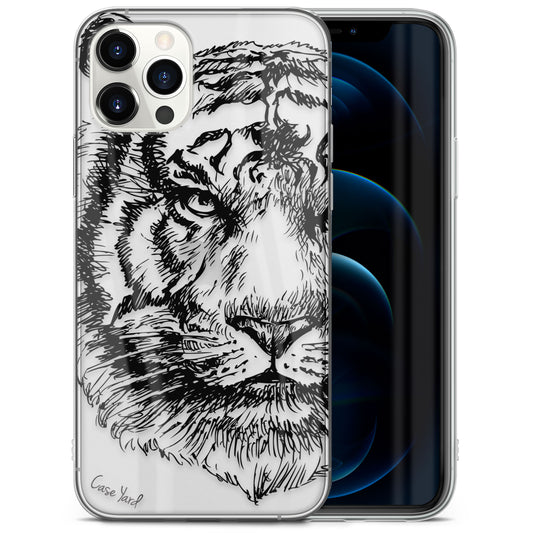 TPU Clear case with (Tiger Sketch) Design for iPhone & Samsung Phones