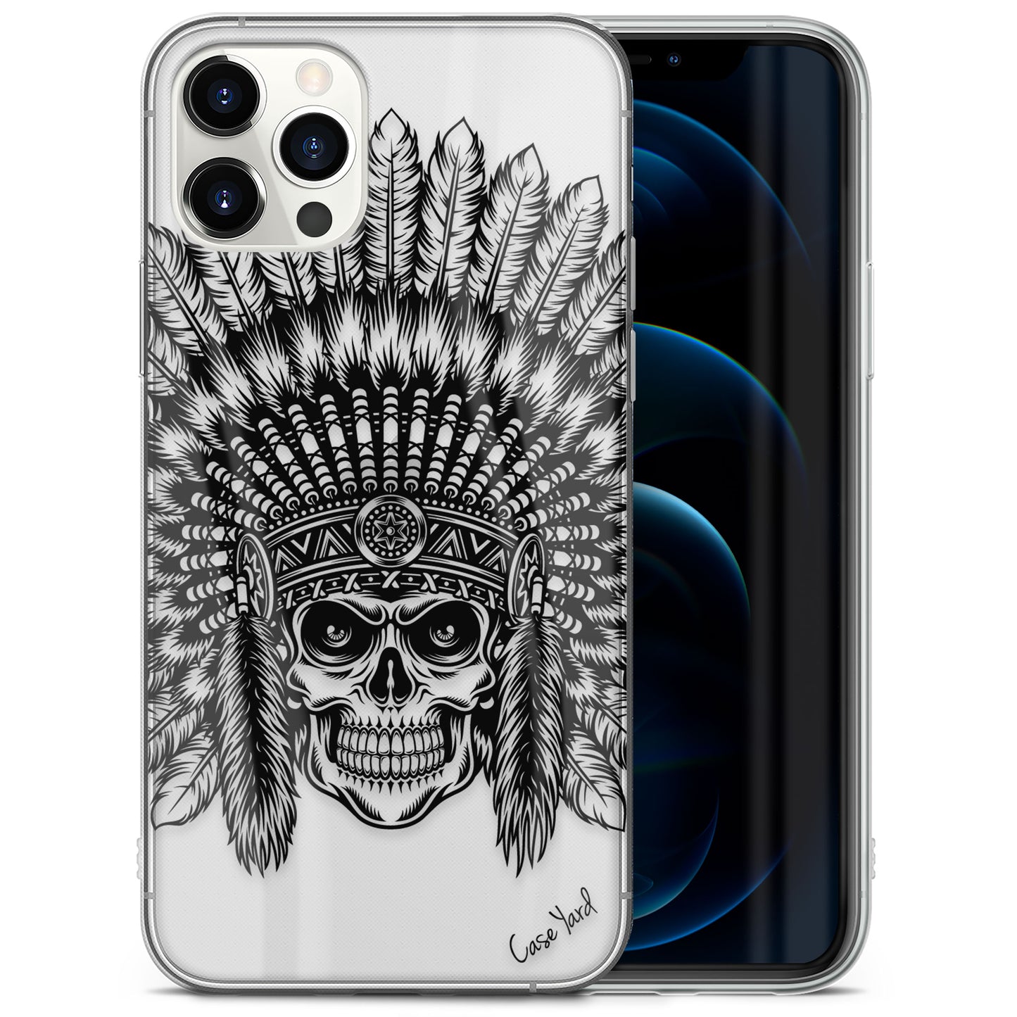 TPU Clear case with (Skull Feather) Design for iPhone & Samsung Phones