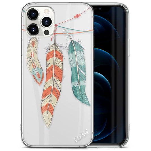 Colored Feather TPU Clear Phone Case for iPhone & Samsung Phones