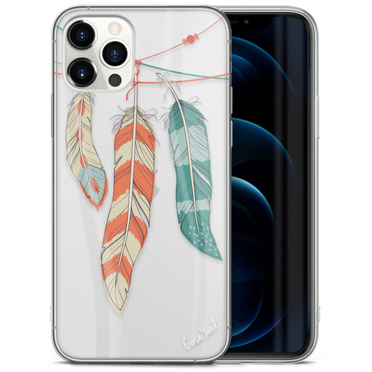 TPU Clear case with (Feather) Design for iPhone & Samsung Phones