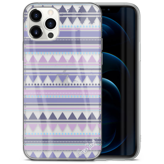 TPU Clear case with (Purple Aztec) Design for iPhone & Samsung Phones