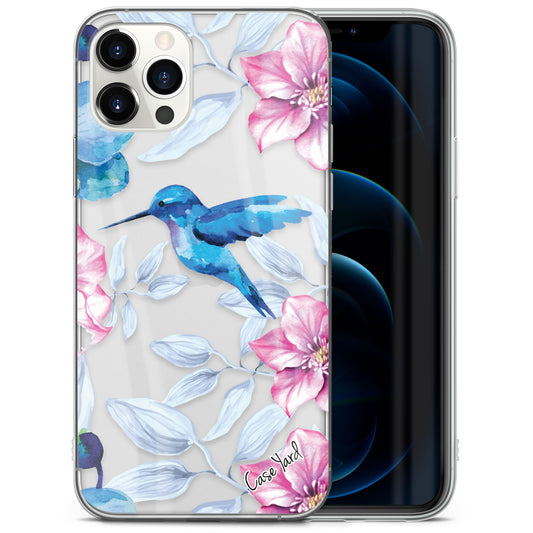 TPU Clear case with (Summer Hummingbird) Design for iPhone & Samsung Phones