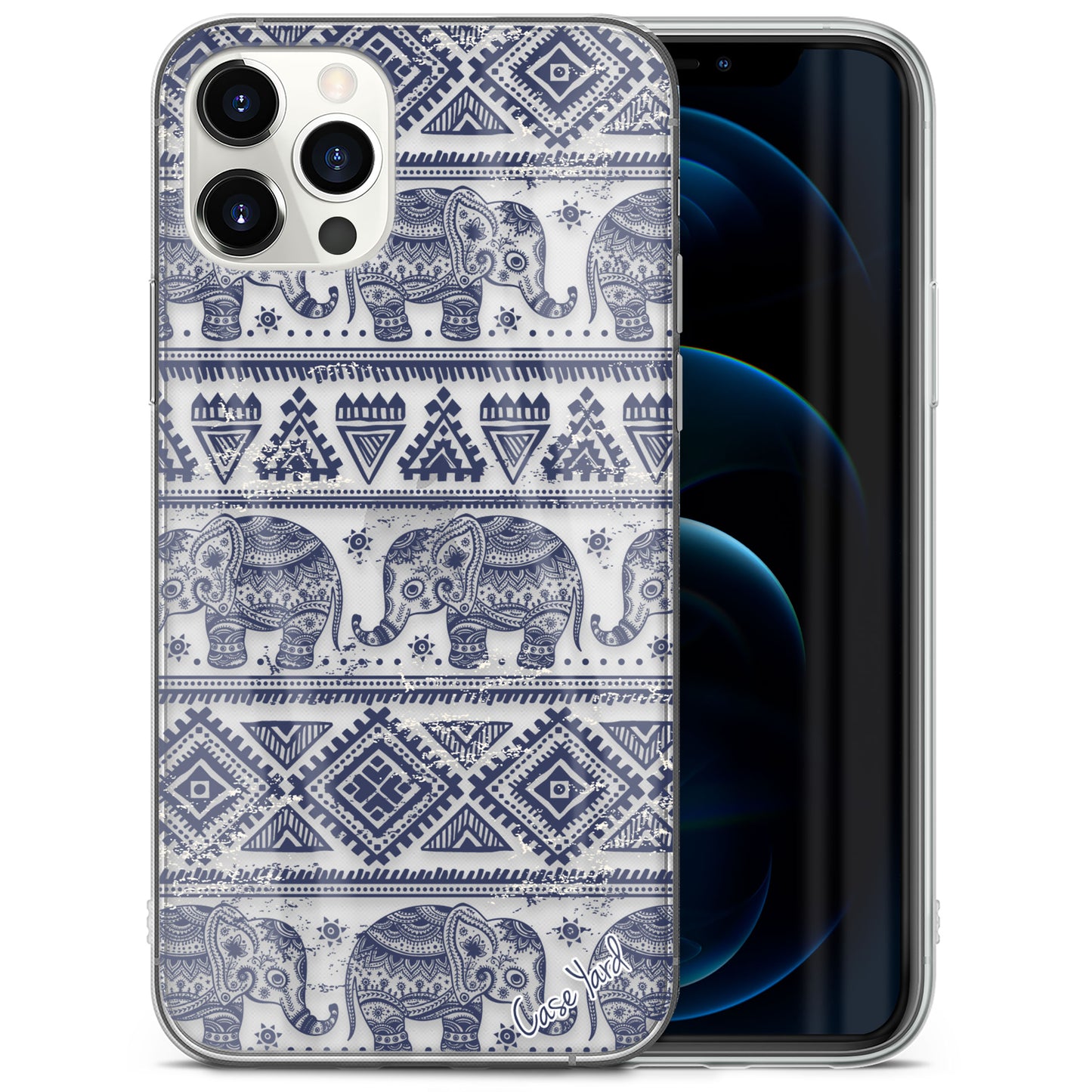 Elephant Pattern TPU Clear Phone Case for iPhone & Samsung Phones