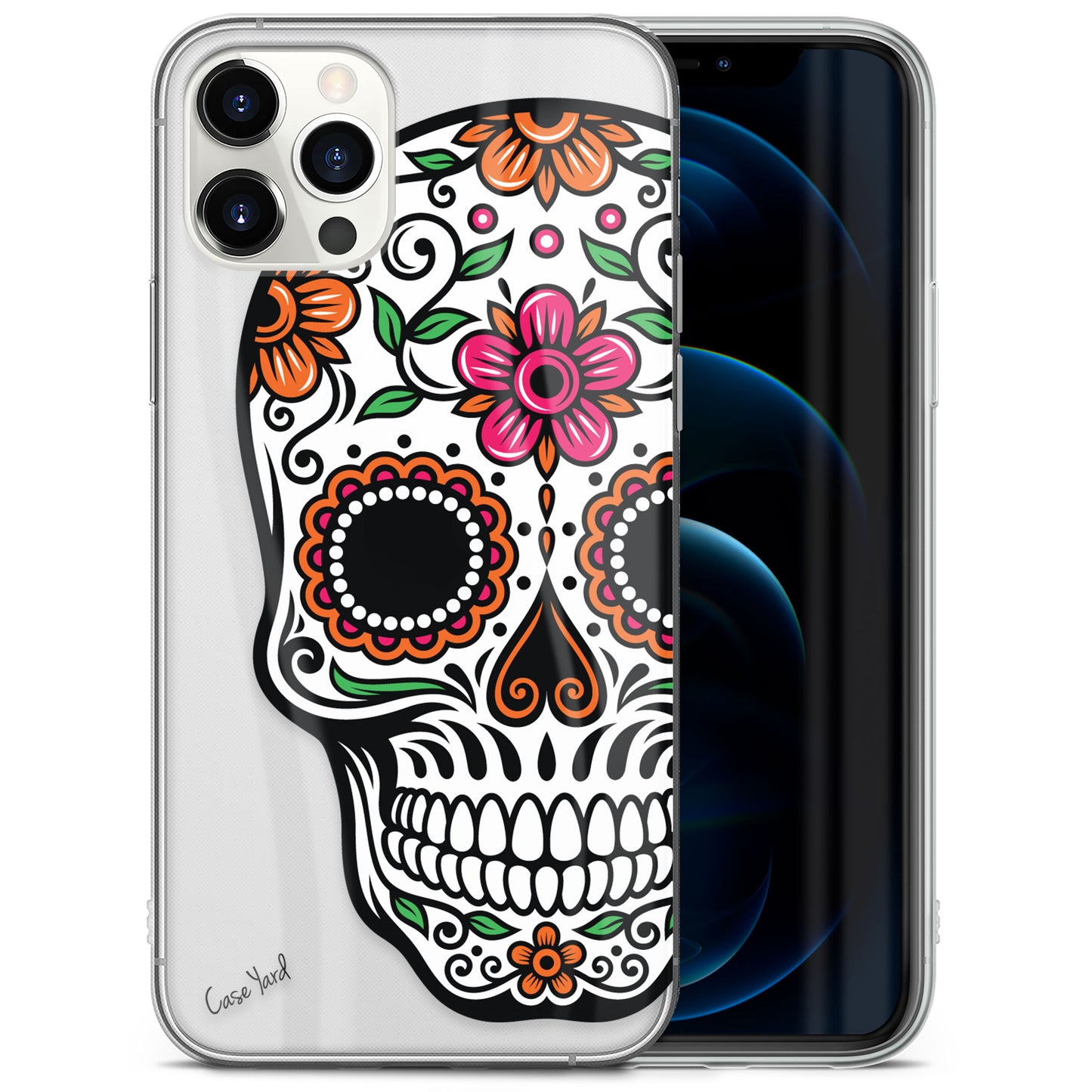 Color Sugar Skull TPU Clear Phone Case for iPhone & Samsung Phones
