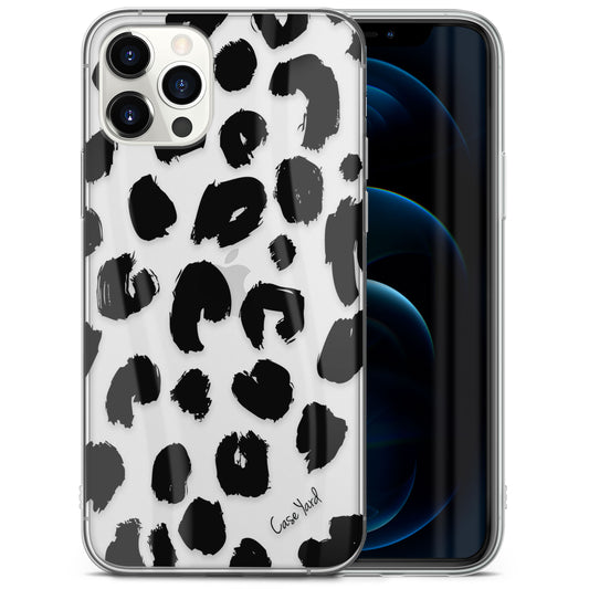 TPU Clear case with (Leopard Brush) Design for iPhone & Samsung Phones