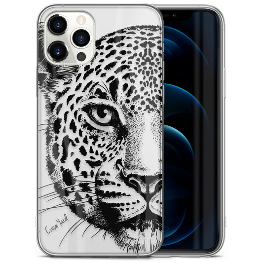 Leopard Sketch TPU Clear Phone Case for iPhone & Samsung Phones