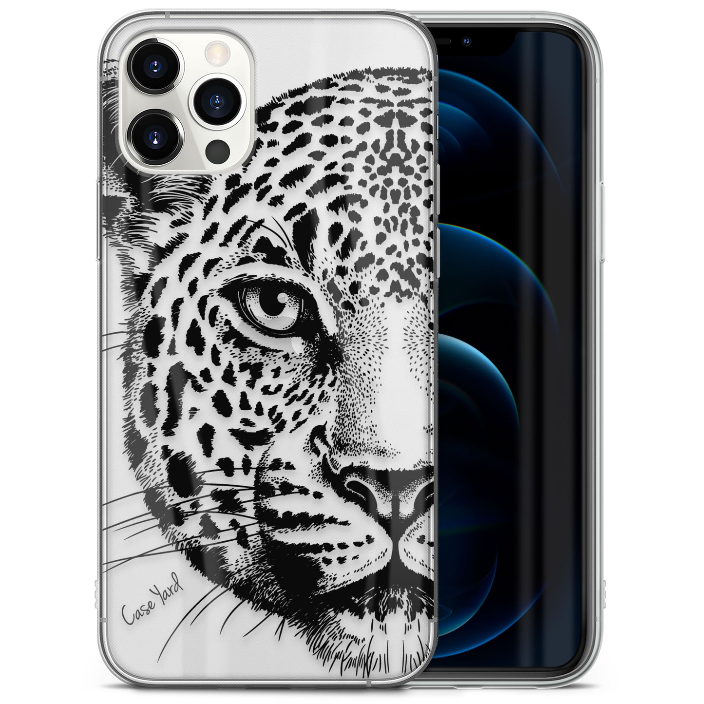 TPU Clear case with (Leopard Sketch) Design for iPhone & Samsung Phones