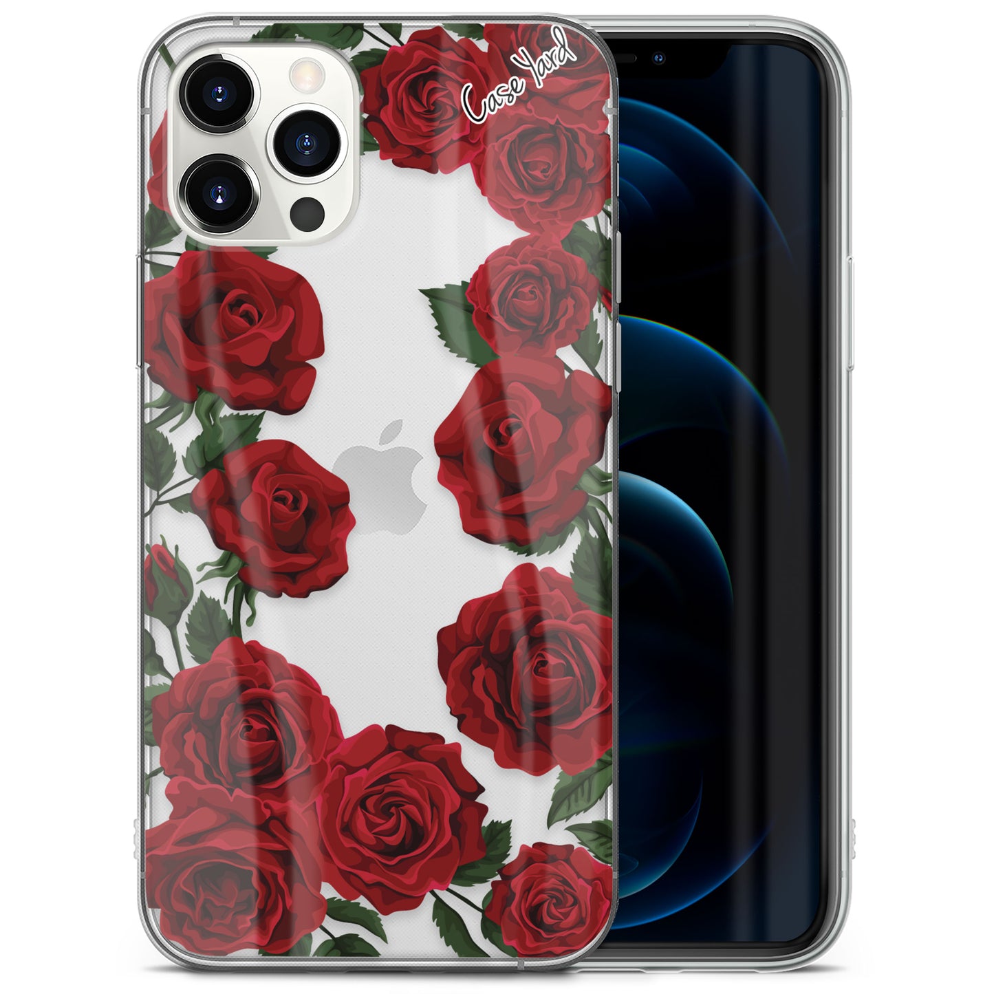TPU Clear case with (Red Roses) Design for iPhone & Samsung Phones