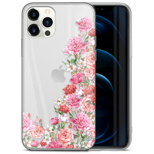 TPU Clear case with (Garden Roses) Design for iPhone & Samsung Phones