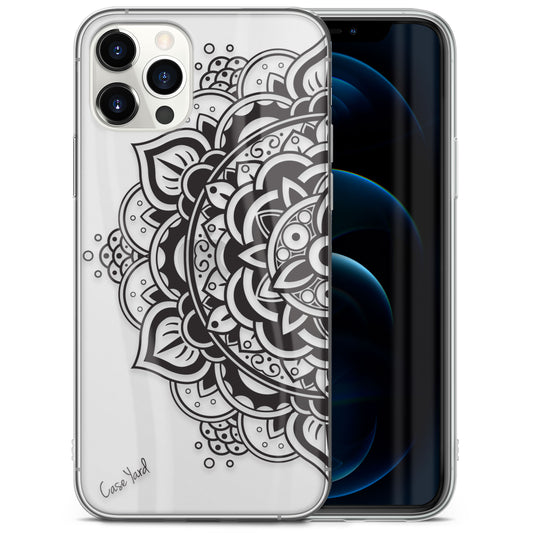 TPU Case Clear case with (Flower Mandala 2) Design for iPhone & Samsung Phones