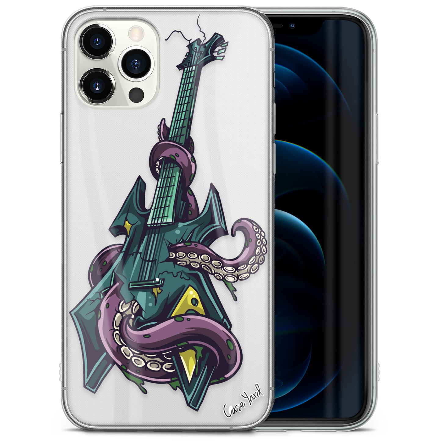 TPU Case Clear case with (Kraken Guitar) Design for iPhone & Samsung Phones