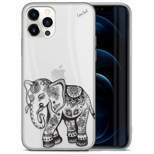 TPU Clear case with (Elephant 2) Design for iPhone & Samsung Phones