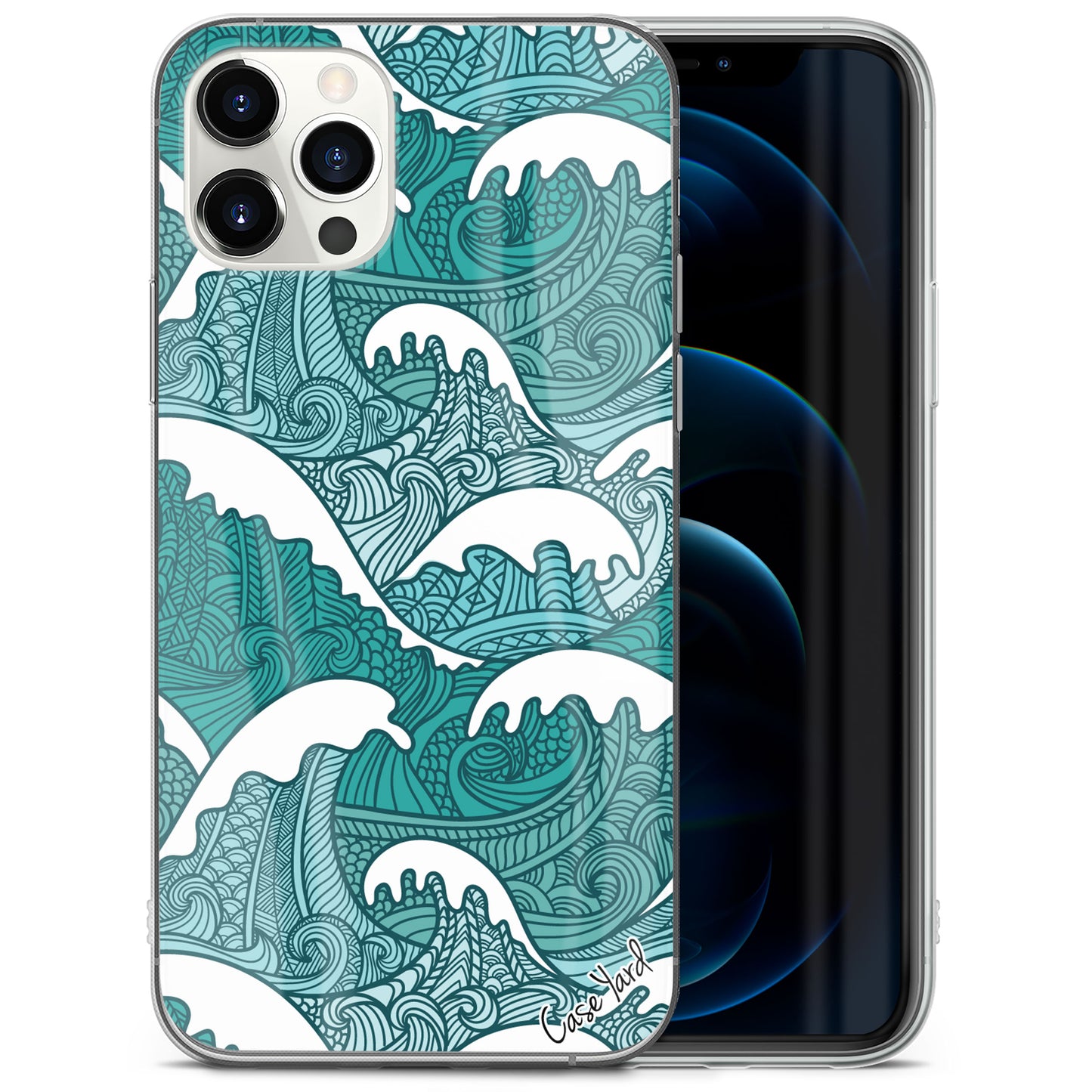 TPU Clear case with (Great Wave Pattern) Design for iPhone & Samsung Phones