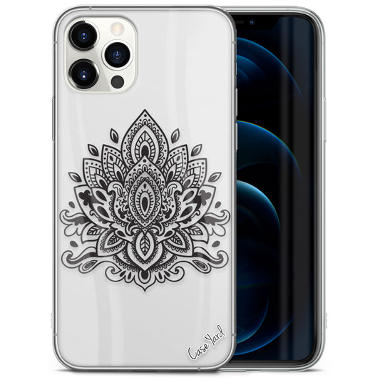 TPU Clear case with (Lotus Mandala) Design for iPhone & Samsung Phones