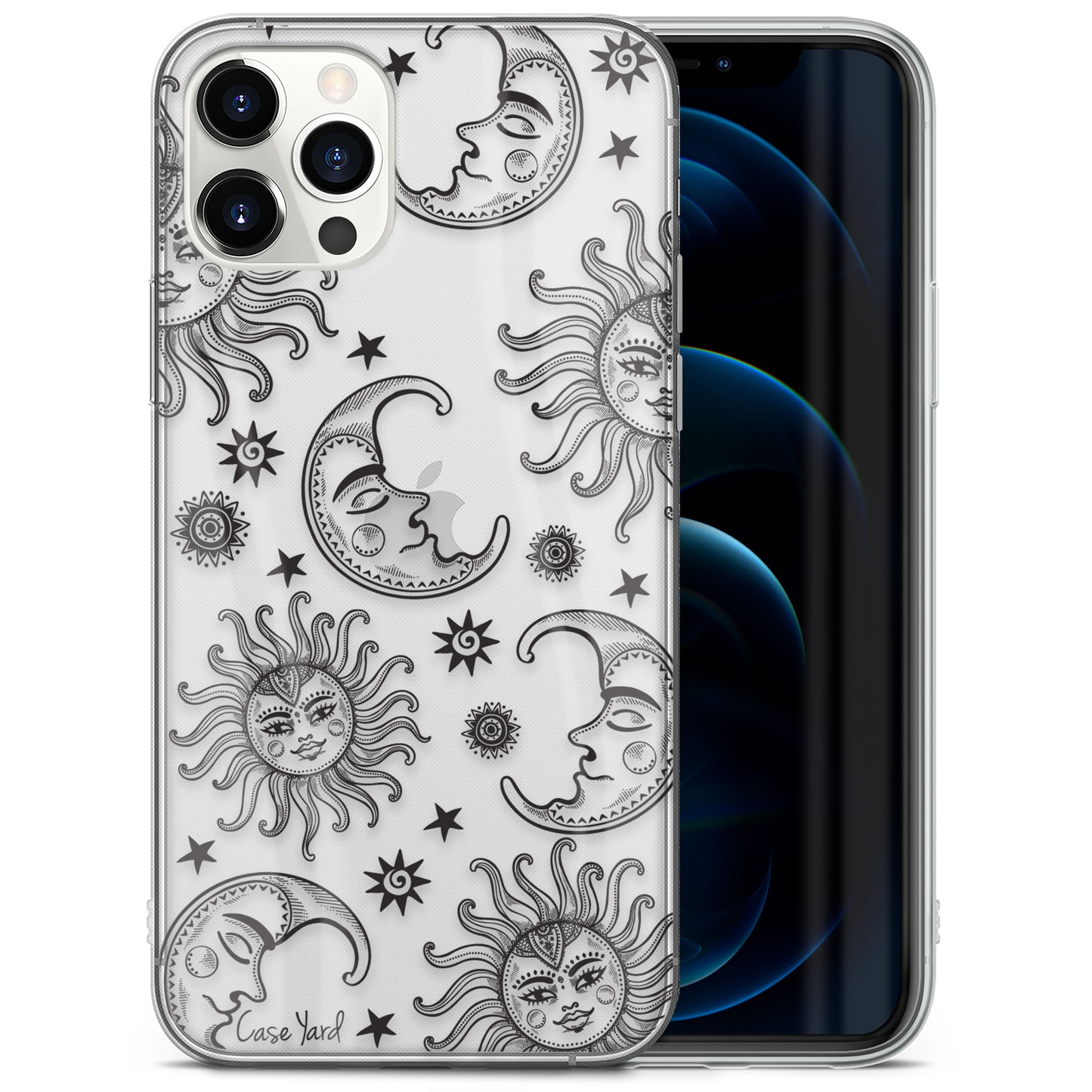 TPU Clear case with (Moon and Stars) Design for iPhone & Samsung Phones