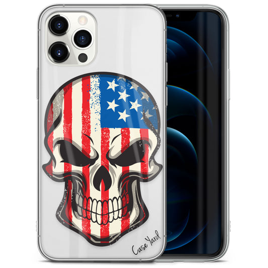 TPU Clear case with (US Skull) Design for iPhone & Samsung Phones