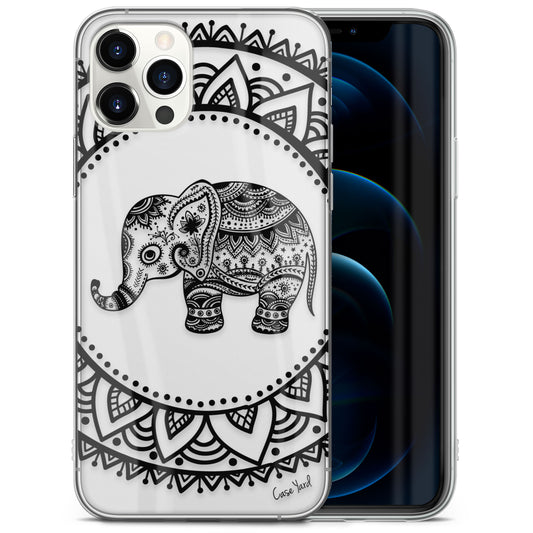 TPU Clear case with (Elephant Mandala) Design for iPhone & Samsung Phones