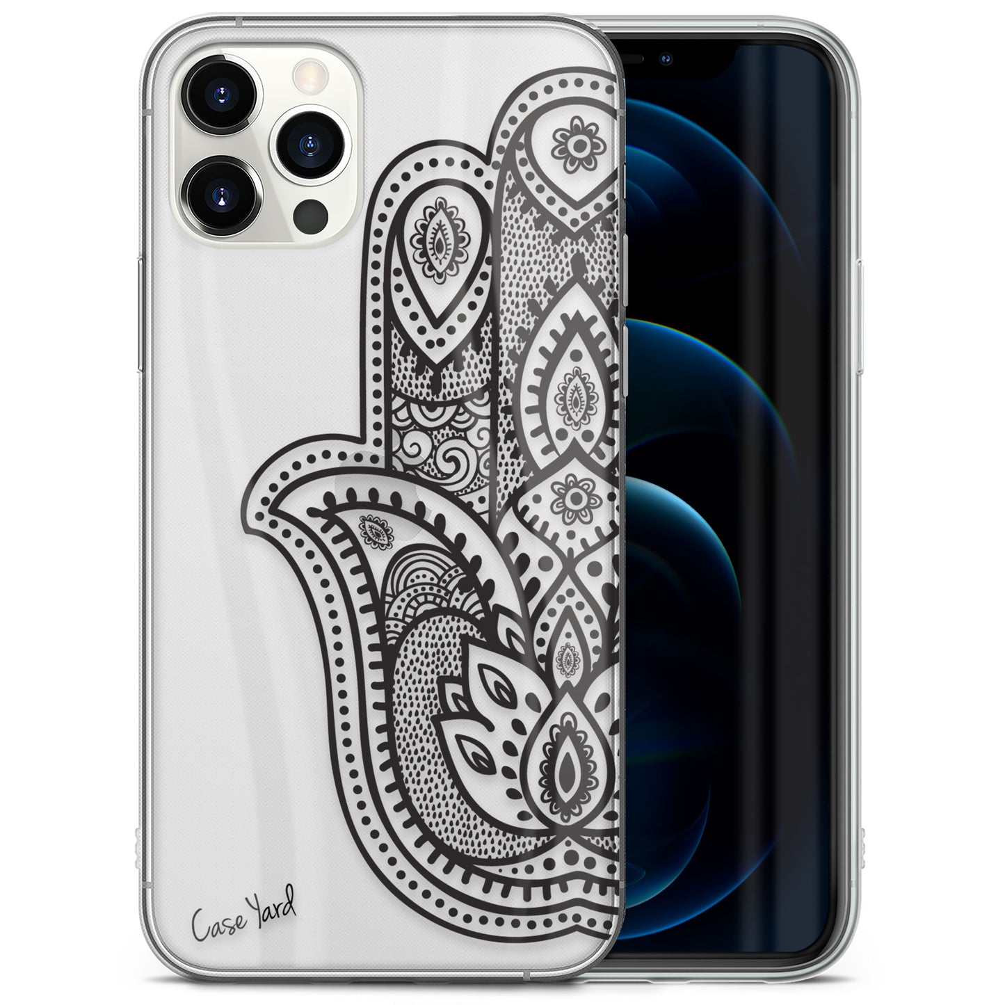 TPU Clear case with (Half Hamsa Hand) Design for iPhone & Samsung Phones