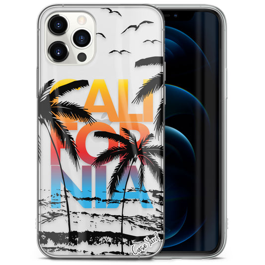 TPU Clear case with (California Sunset Palms) Design for iPhone & Samsung Phones