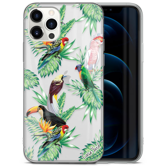 TPU Clear case with (Tropical Birds) Design for iPhone & Samsung Phones