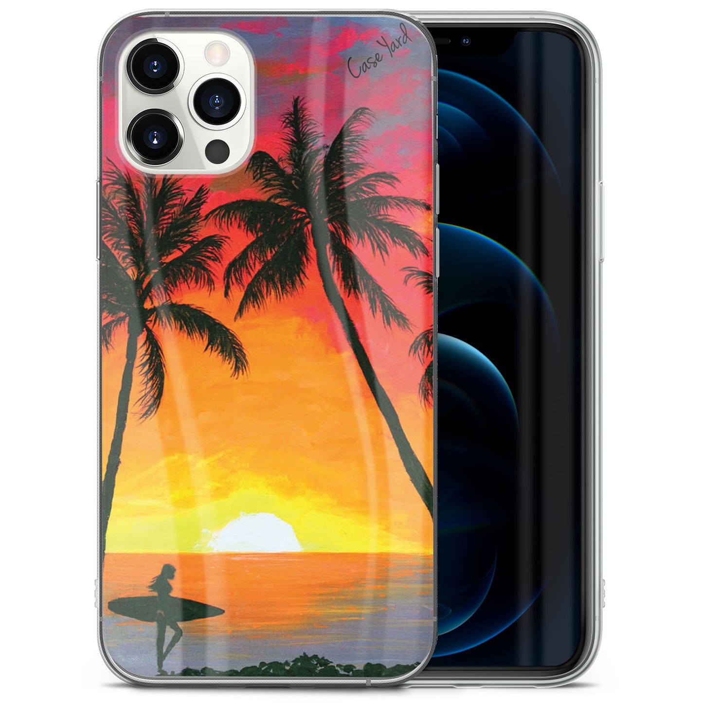 TPU Clear case with (Surf Girl) Design for iPhone & Samsung Phones