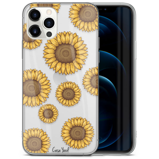 TPU Clear case with (Sunflowers) Design for iPhone & Samsung Phones