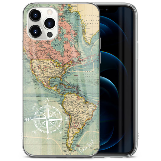 TPU Clear case with (Atlantic Compass) Design for iPhone & Samsung Phones
