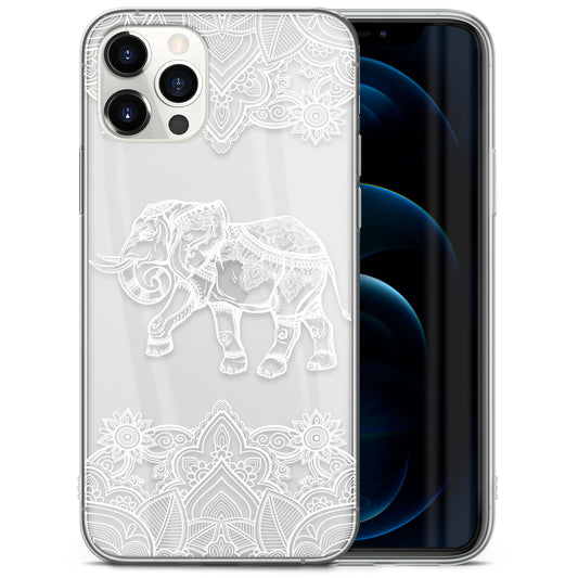 TPU Clear case with (Royal Elephant Mandala) Design for iPhone & Samsung Phones