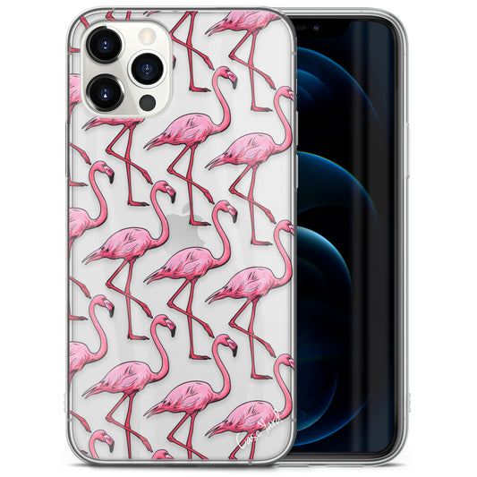 TPU Clear case with (Flamingo Pattern) Design for iPhone & Samsung Phones