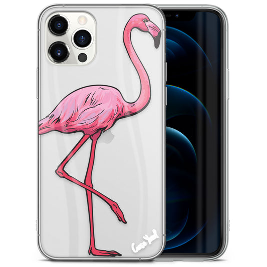 TPU Clear case with (Classic Flamingo) Design for iPhone & Samsung Phones