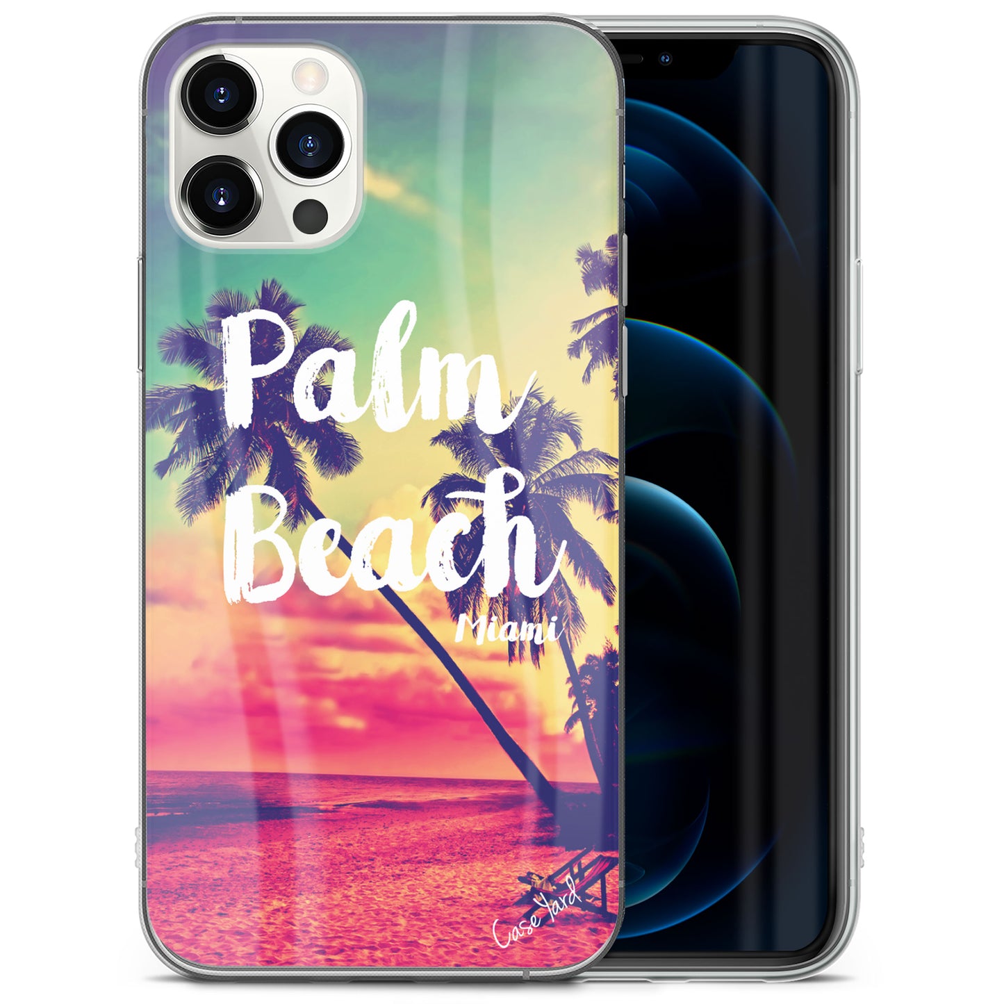 TPU Clear case with (Palm Beach) Design for iPhone & Samsung Phones
