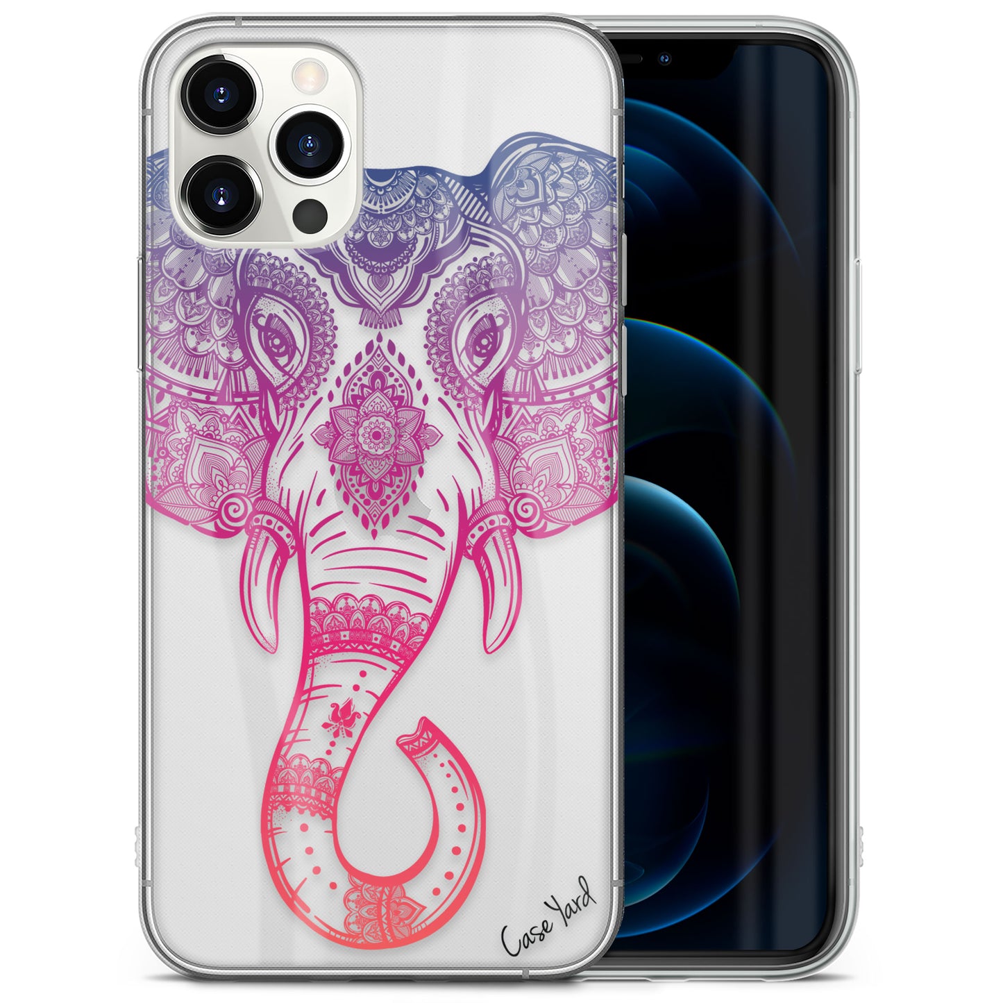 TPU Clear case with (Royal Elephant Head) Design for iPhone & Samsung Phones