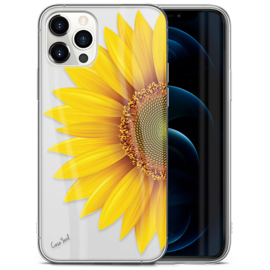 TPU Clear case with (Half Sunflower) Design for iPhone & Samsung Phones