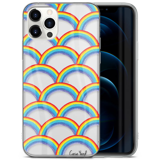 TPU Case Clear case with (Rainbow Pattern) Design for iPhone & Samsung Phones