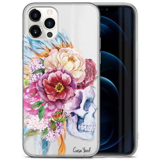 TPU Clear case with (Watercolor Skull) Design for iPhone & Samsung Phones