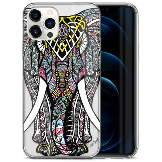 TPU Clear case with (Zen Elephant) Design for iPhone & Samsung Phones